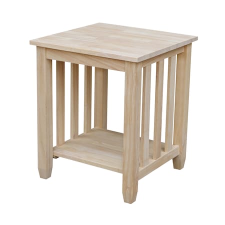 International Concepts Rectangle Mission Tall End Table, 21 W, 21 L, 25 in H, Wood, Unfinished BJ6TE